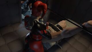 3d harley quinn femdom play with kinky partner