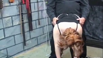 Mature torture focuses on breasty woman in non-professional bondage scenario